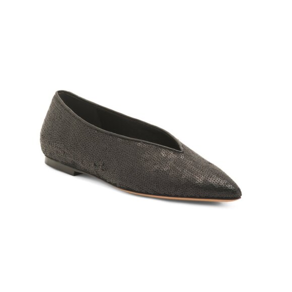 EMME PARSONS Black Matte Made In Italy Pointy Choked Up Flats - Picture 1 of 2